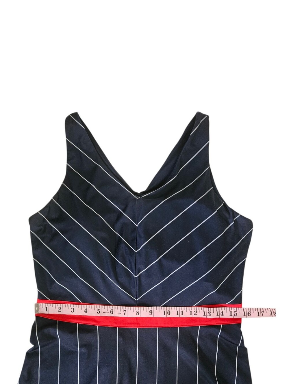 Fila Heritage Tennis Dress Women's Large V-Neck Navy Pinstripe Athleisure - Picture 9 of 11